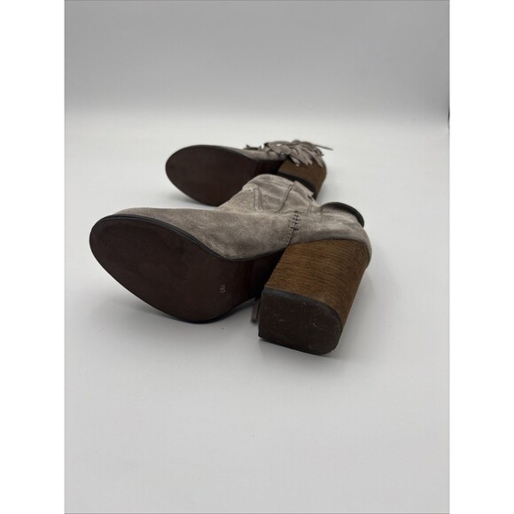 Jeffrey Campbell Havana Last Suede Leather Fringe Ankle Boots Western Taupe Sz 6 - Picture 4 of 5